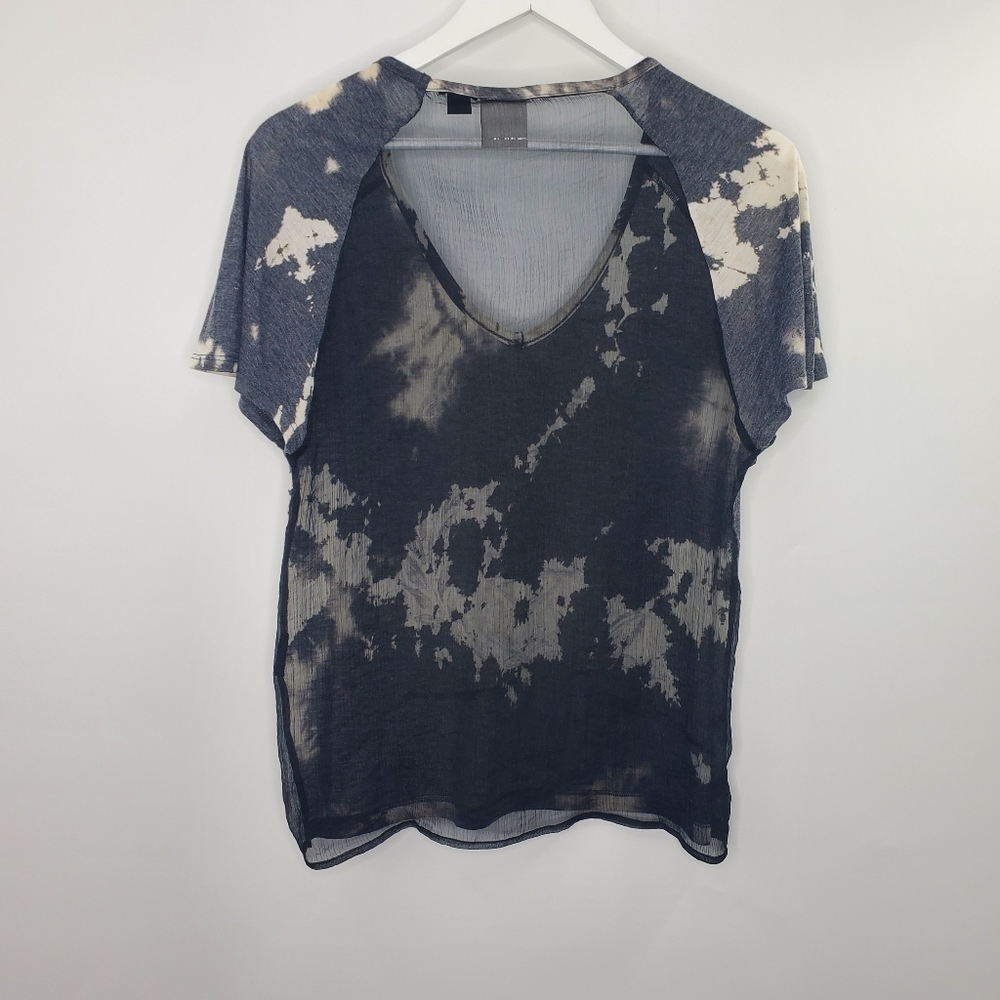 Harley-Davidson Sheer Chiffon Back Raglan Sleeve Top Graphic Tee V Black Tie Dye - Picture 5 of 6